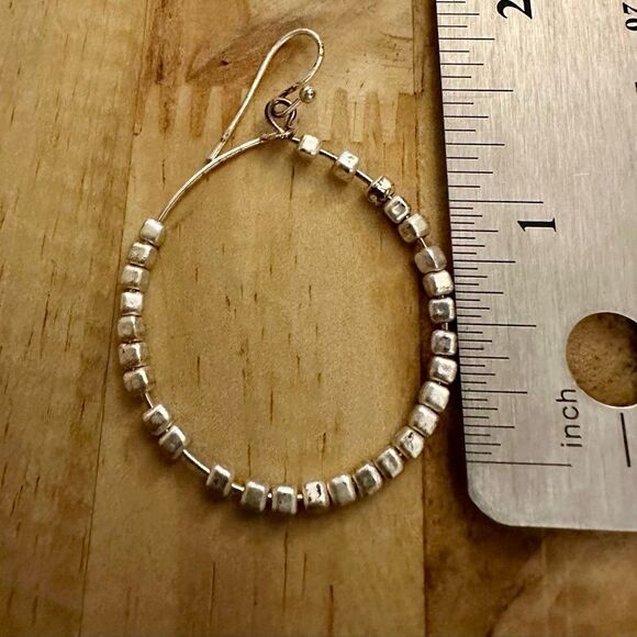 Lucky Brand Jewelry - Elegant Silver plated Beaded Hoop Earring